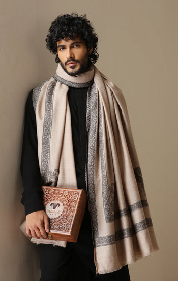 Dusala Sand Noir pashmina silk shawl for Men & Women