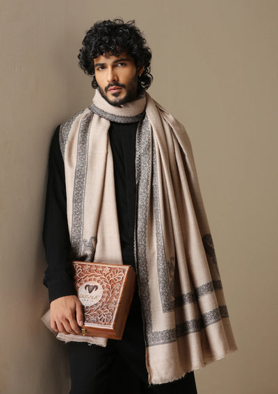 Dusala Sand Noir pashmina silk shawl for Men & Women