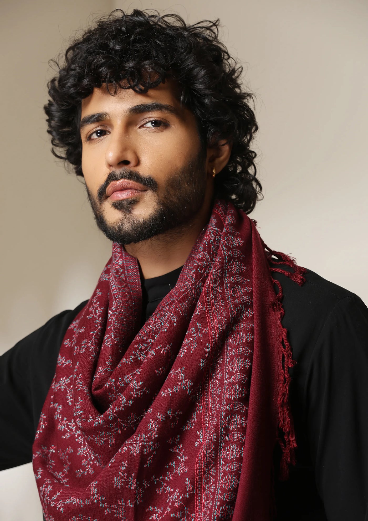 Dusala Crimson Grace Zari Shawl for Men & Women