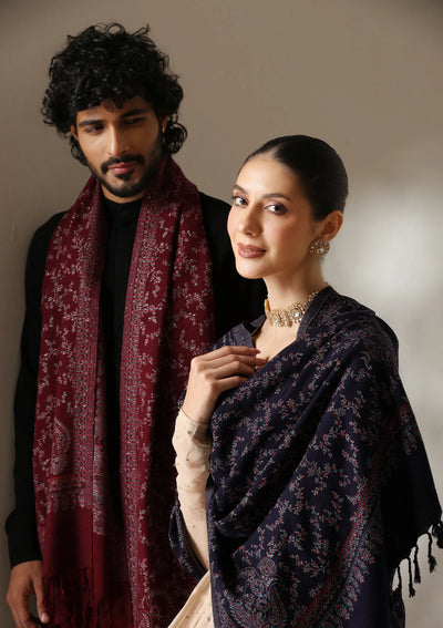 Dusala Crimson Grace Zari Shawl for Men & Women