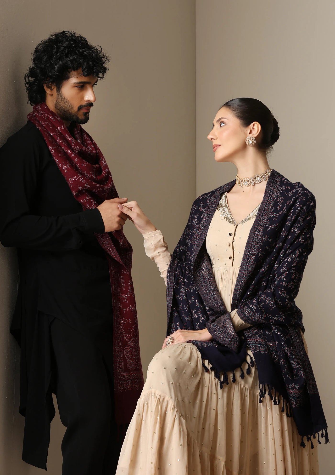 Dusala Crimson Grace Zari Shawl for Men & Women