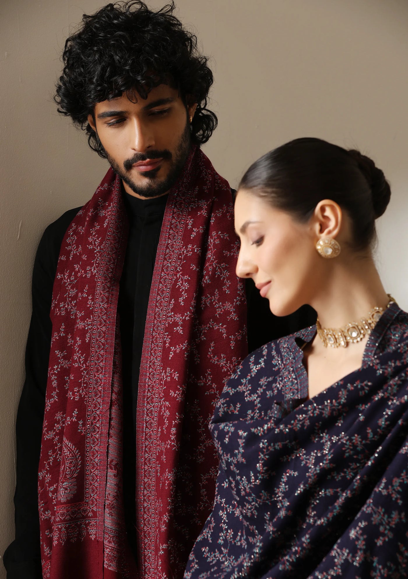 Dusala Crimson Grace Zari Shawl for Men & Women