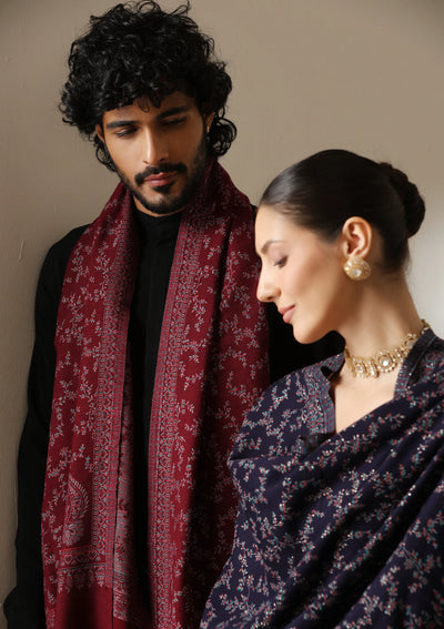 Dusala Crimson Grace Zari Shawl for Men & Women