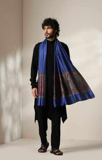 Dusala Royal Sapphire woven stole for Men & Women