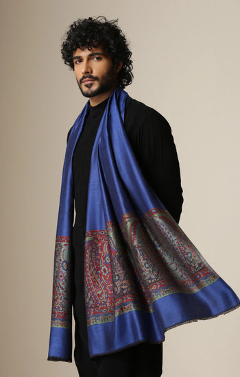 Dusala Royal Sapphire woven stole for Men & Women
