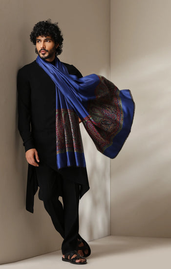 Dusala Royal Sapphire woven stole for Men & Women