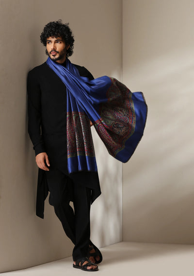 Dusala Royal Sapphire woven stole for Men & Women
