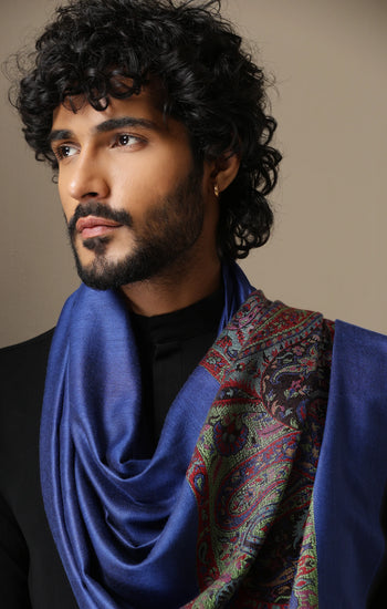 Dusala Royal Sapphire woven stole for Men & Women