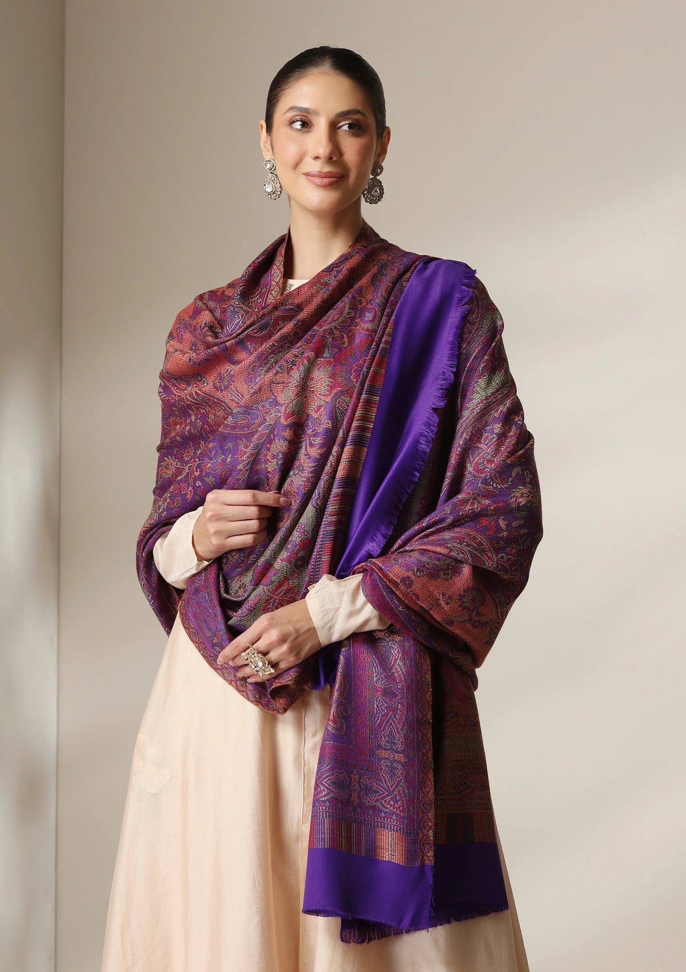 Dusala Mystic Orchid woven Fine Wool Shawl