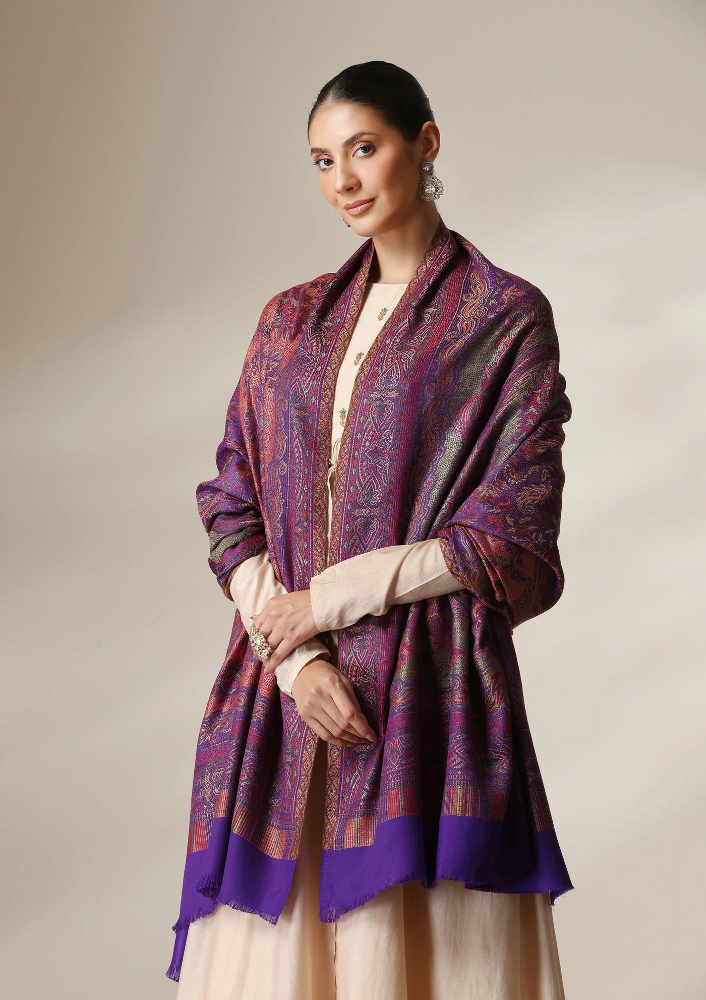 Dusala Mystic Orchid woven Fine Wool Shawl