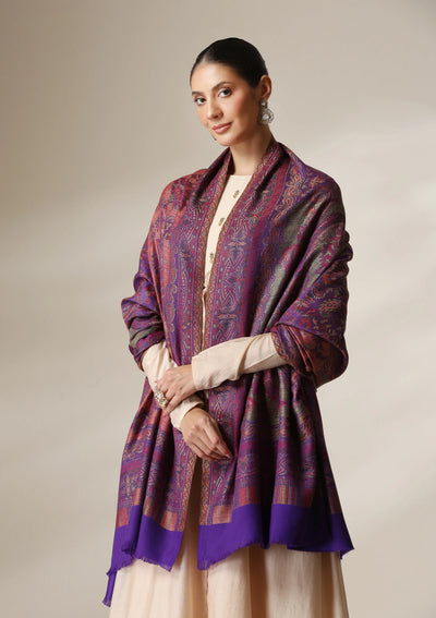 Dusala Mystic Orchid woven Fine Wool Shawl