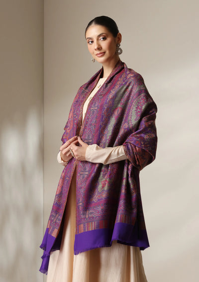 Dusala Mystic Orchid woven Fine Wool Shawl