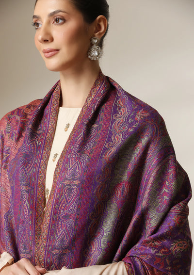 Dusala Mystic Orchid woven Fine Wool Shawl