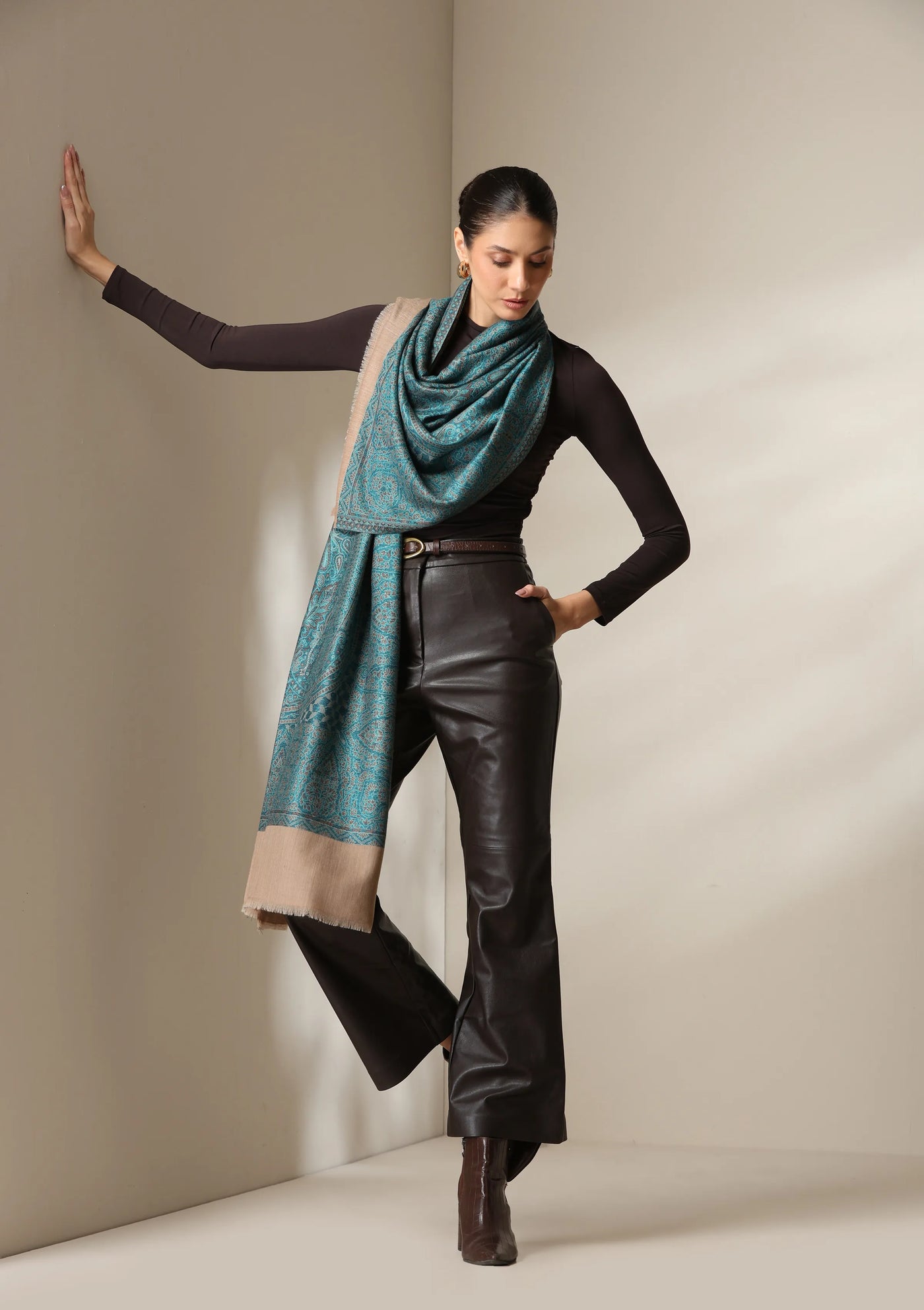 Dusala Teal Essence woven Stole