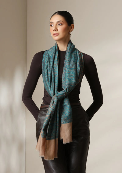 Dusala Teal Essence woven Stole