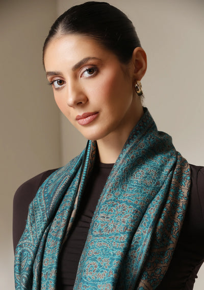 Dusala Teal Essence woven Stole