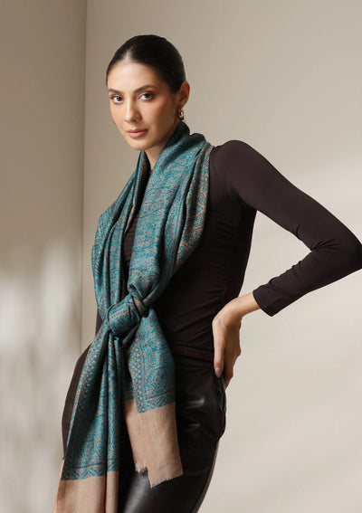 Dusala Teal Essence woven Stole