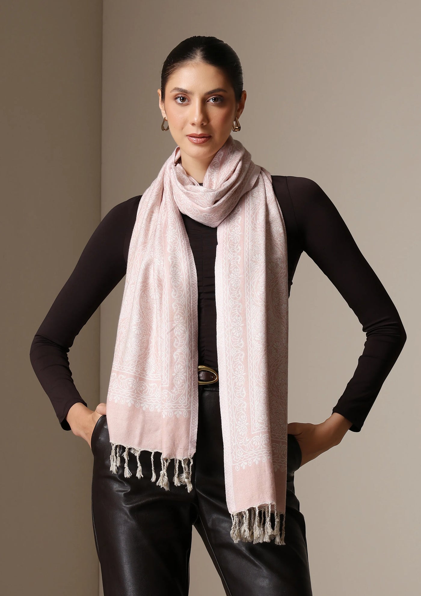 Dusala Blush Whisper woven stole