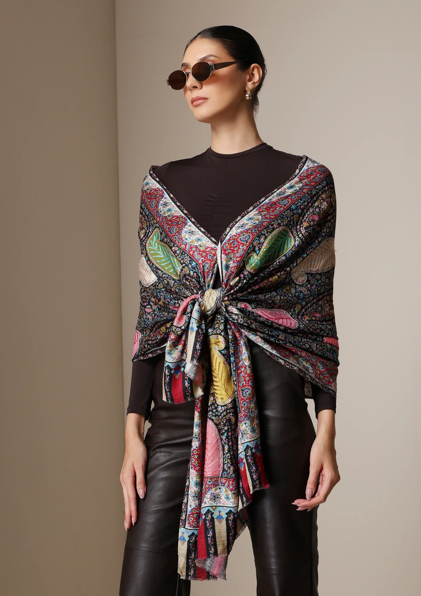 Dusala Majestic Multicolor Printed and embroidered stole