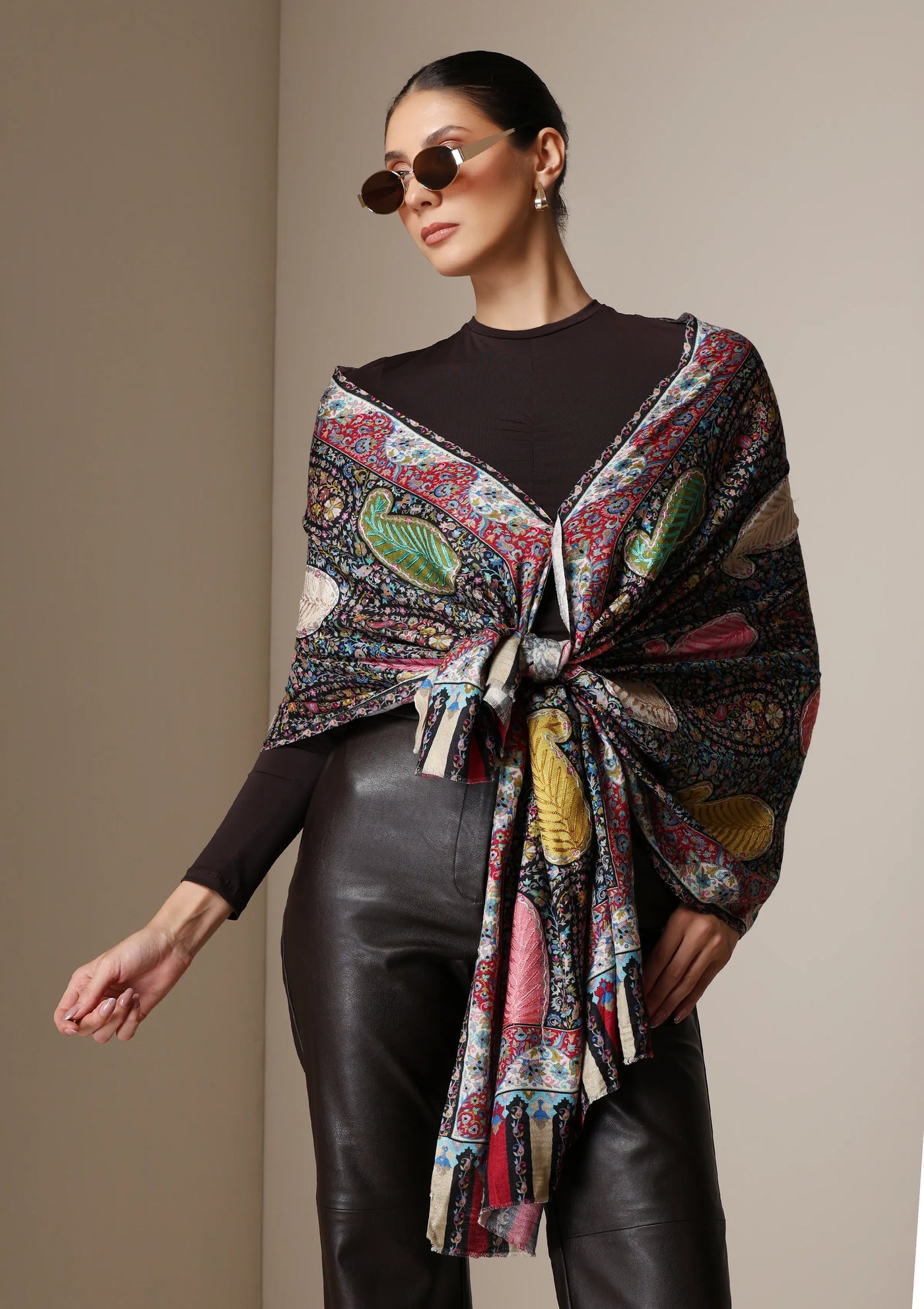 Dusala Majestic Multicolor Printed and embroidered stole