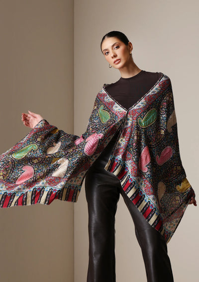 Dusala Majestic Multicolor Printed and embroidered stole