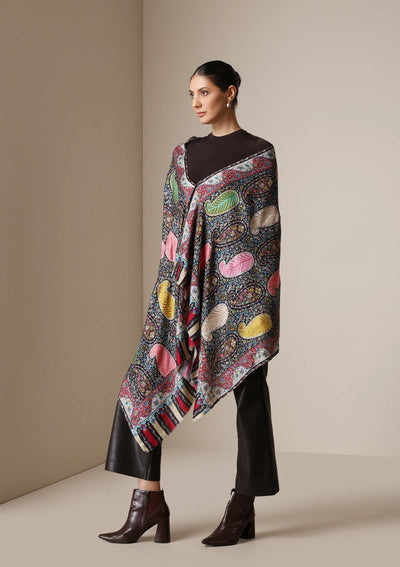 Dusala Majestic Multicolor Printed and embroidered stole