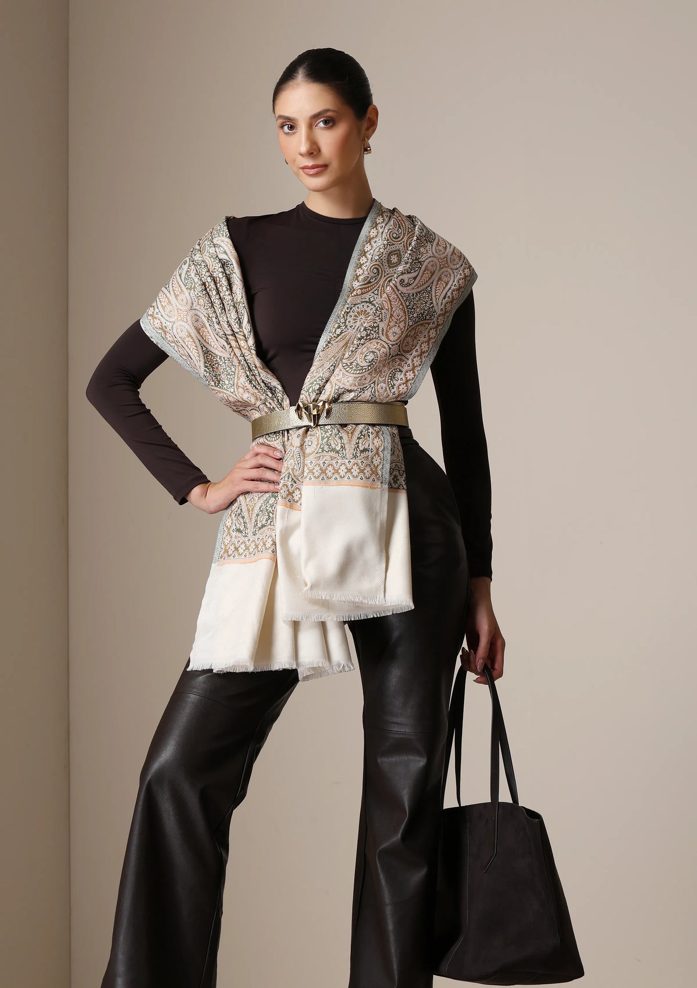 Dusala Ivory Grace woven Shawl