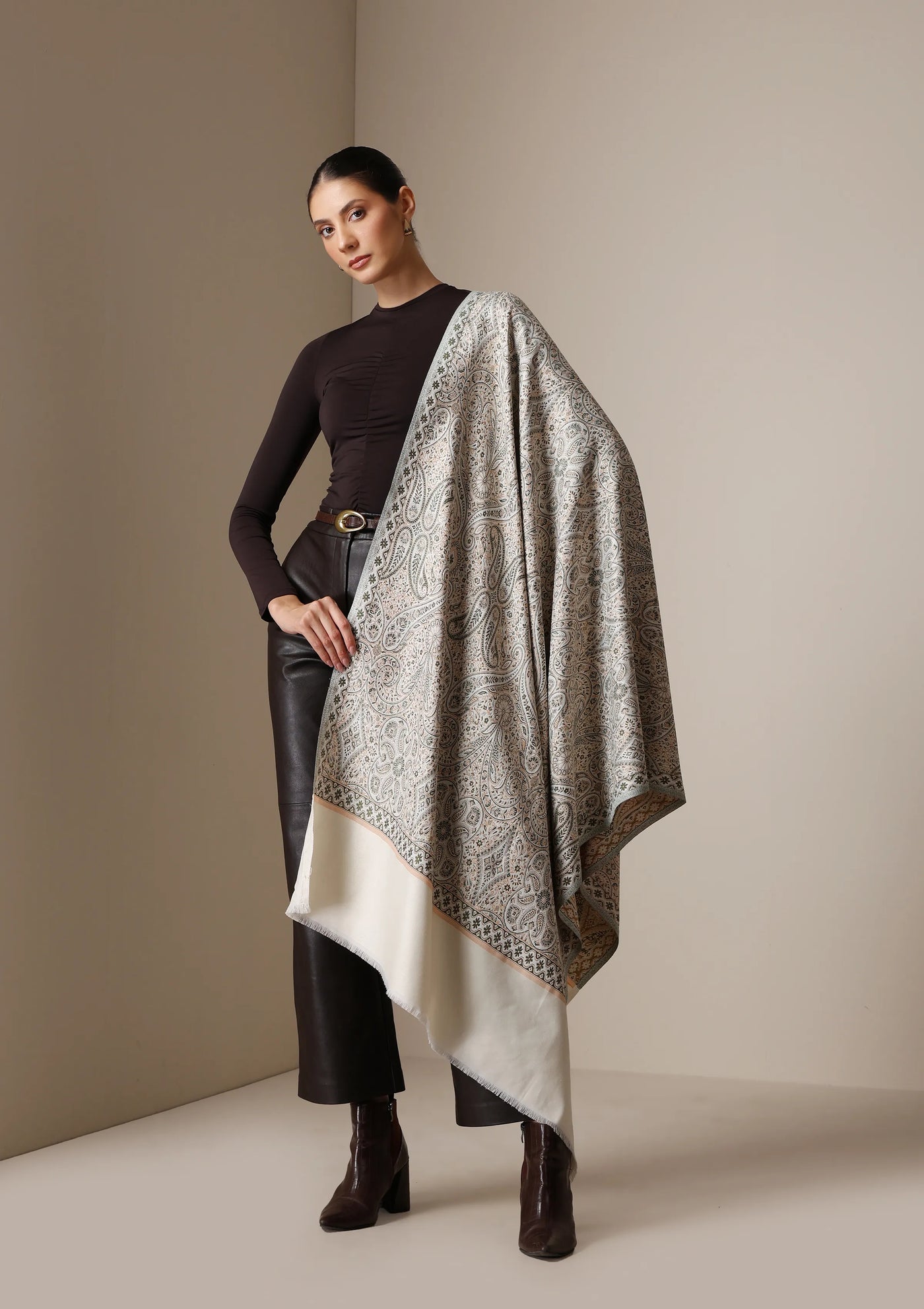 Dusala Ivory Grace woven Shawl