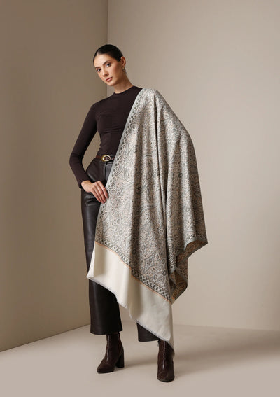 Dusala Ivory Grace woven Shawl