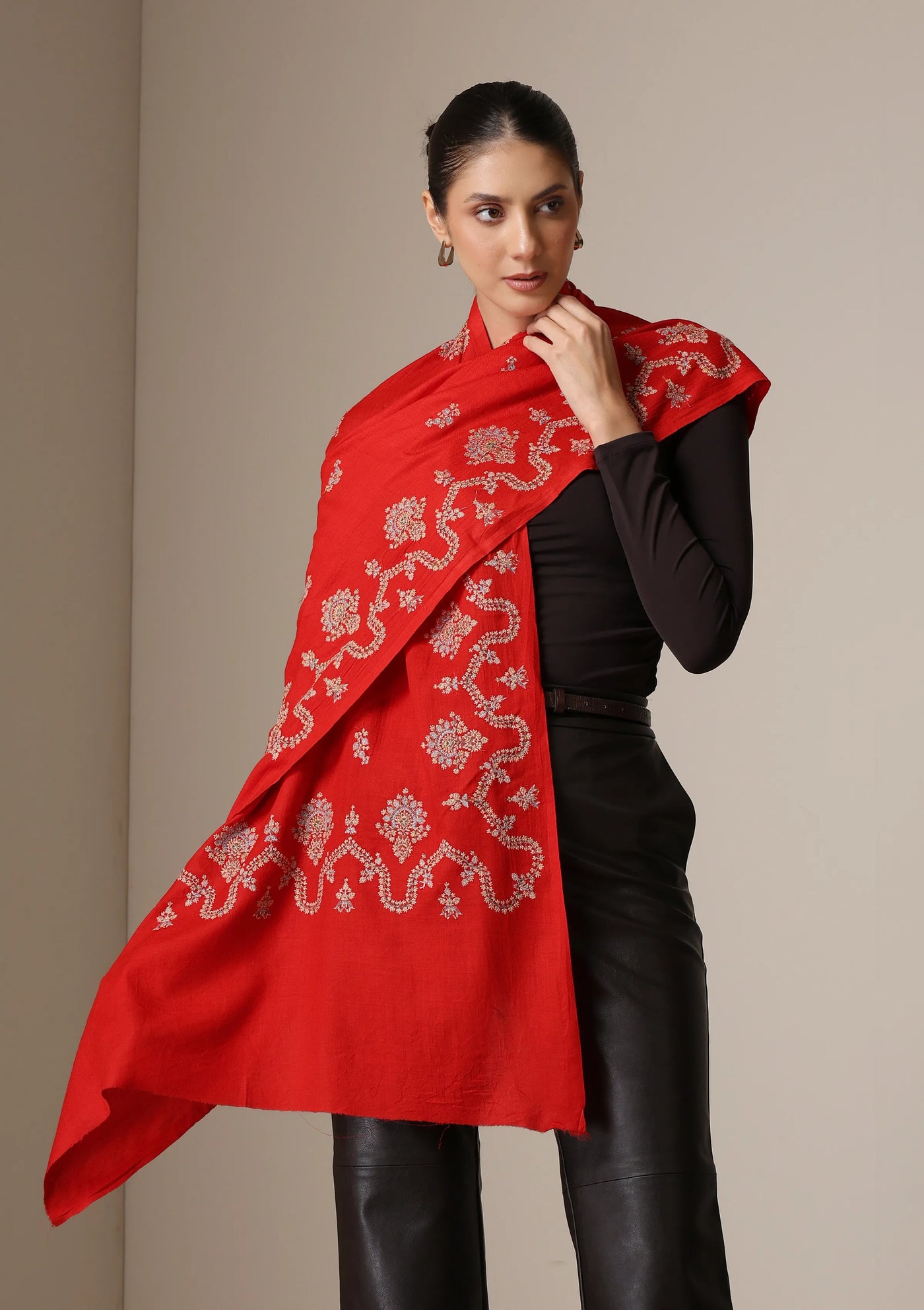 Dusala Scarlet Royale Embroidered stole