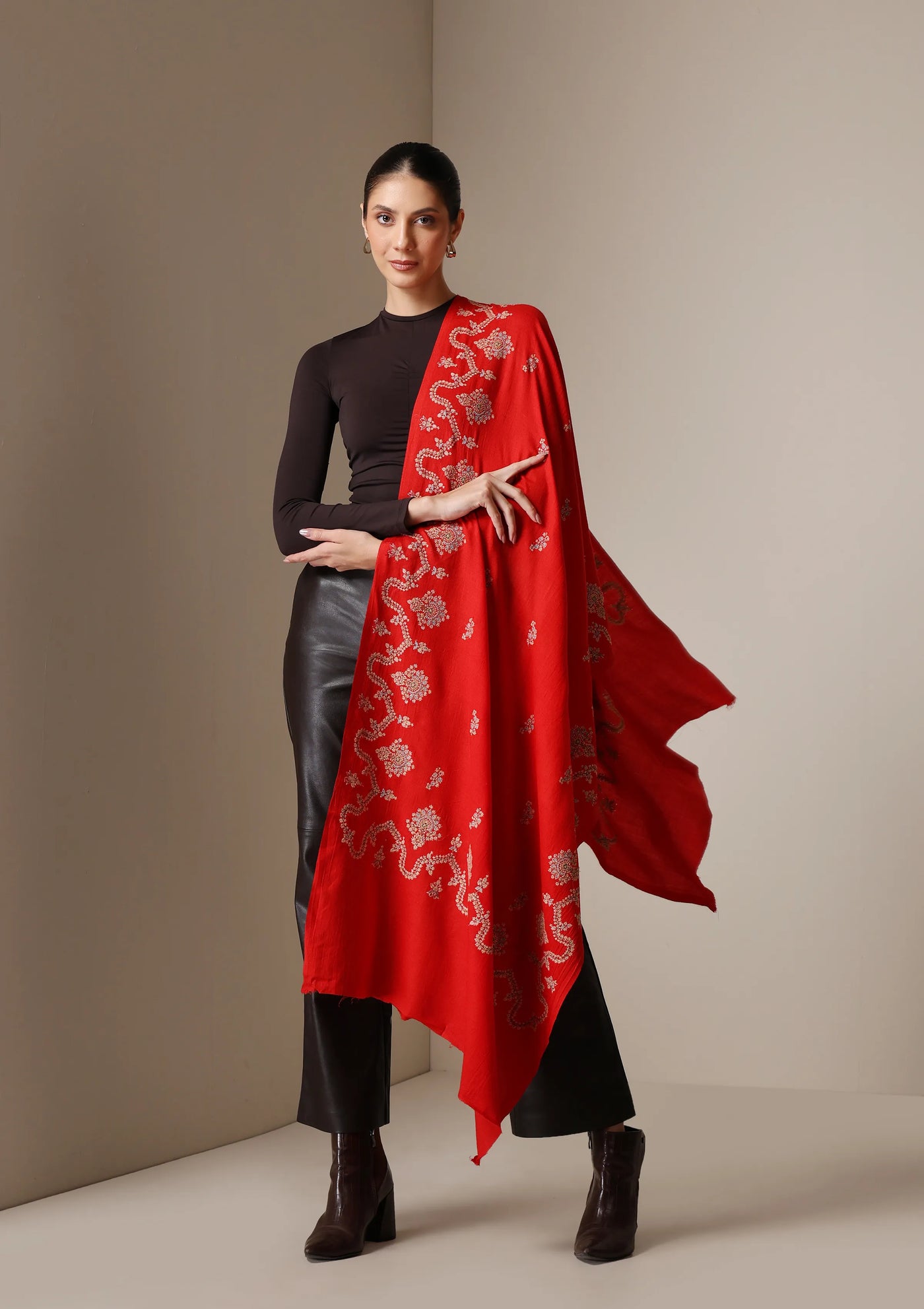 Dusala Scarlet Royale Embroidered stole