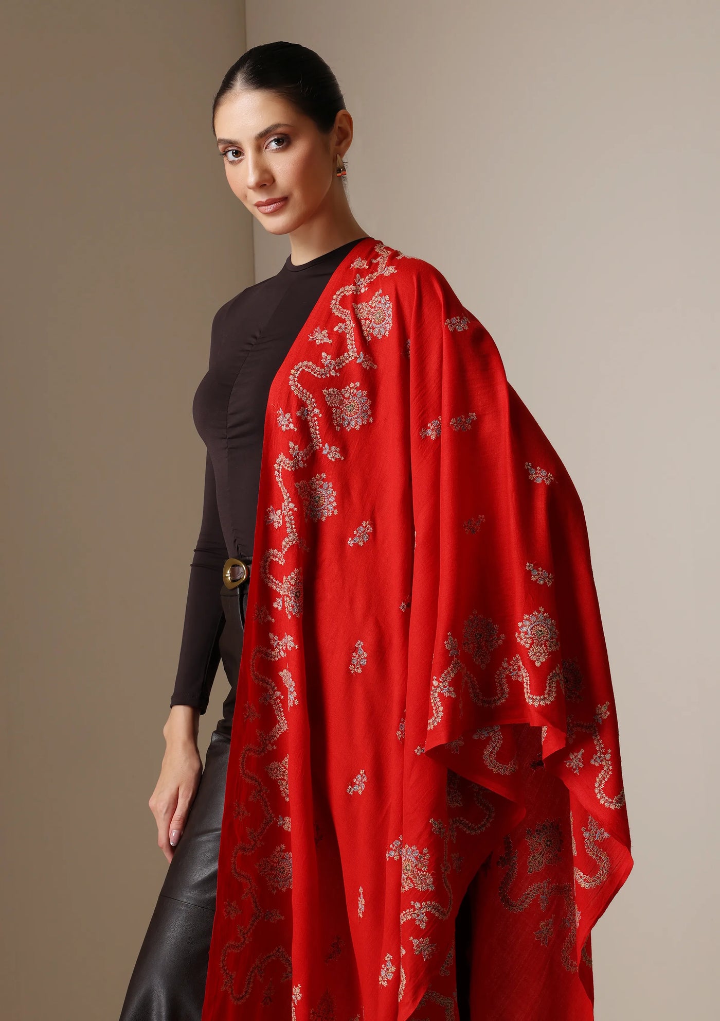 Dusala Scarlet Royale Embroidered stole