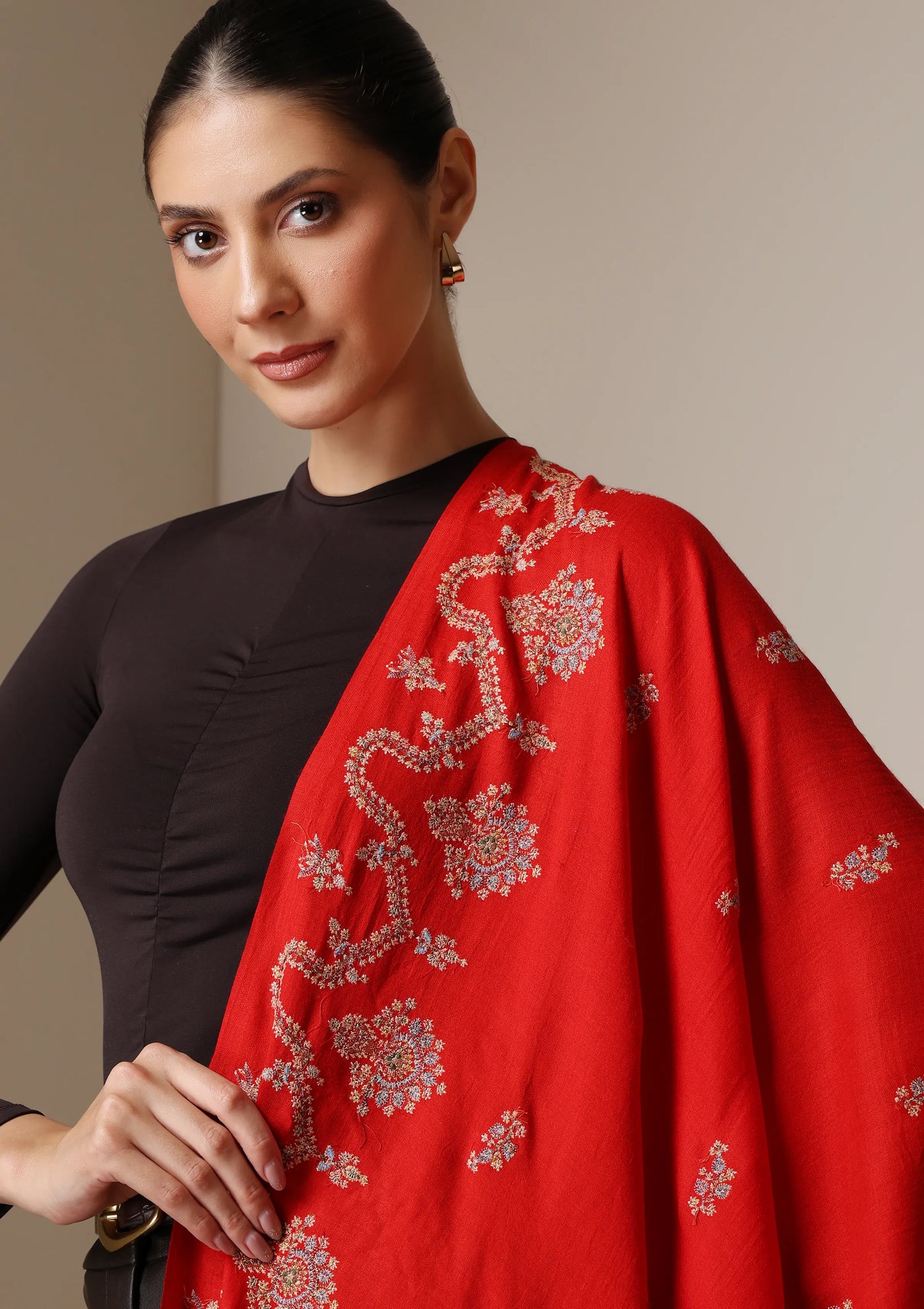 Dusala Scarlet Royale Embroidered stole