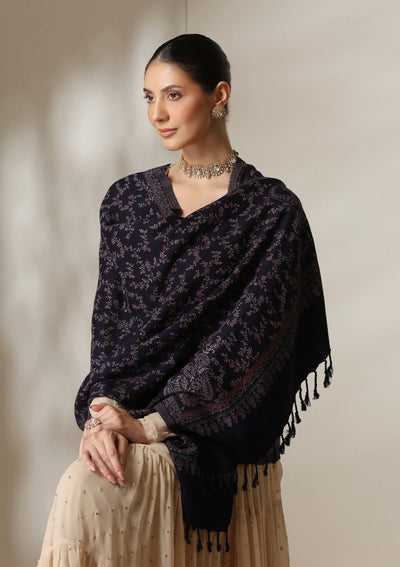 Dusala Midnight Blossom Fine Wool Shawl