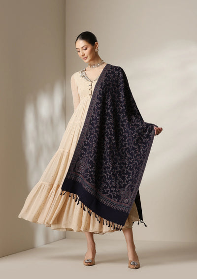 Dusala Midnight Blossom Fine Wool Shawl