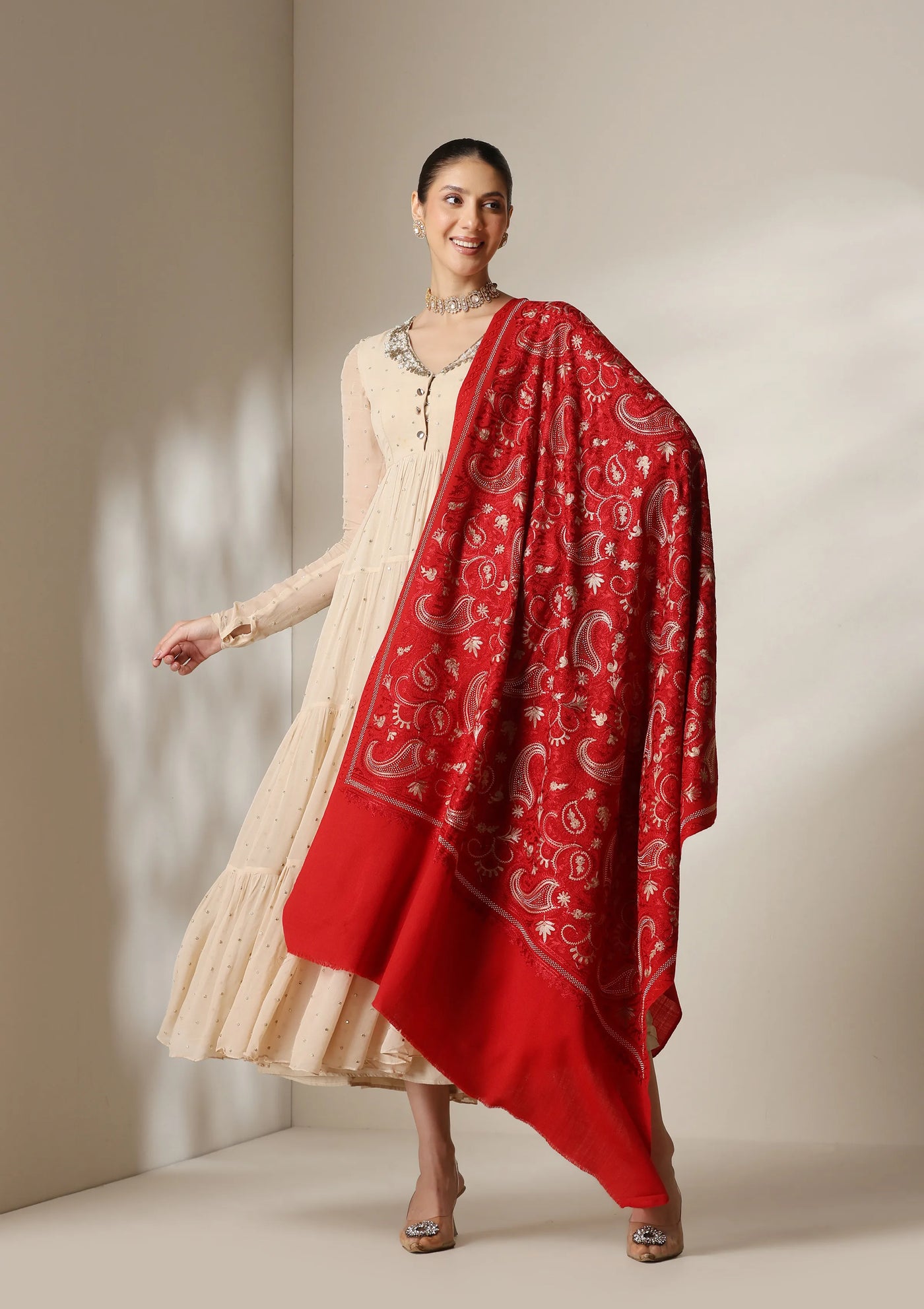 Dusala Scarlet Legacy Fine Wool Shawl