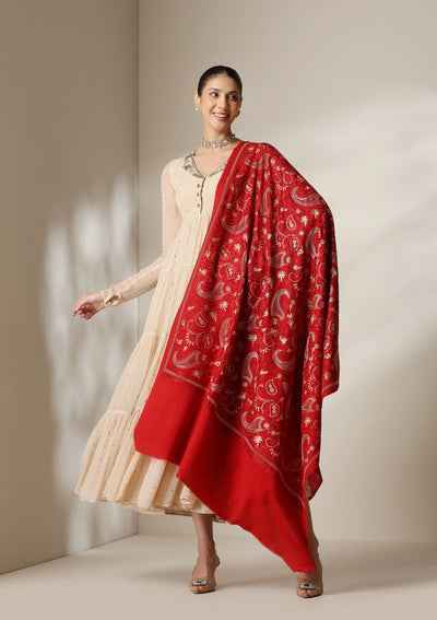 Dusala Scarlet Legacy Fine Wool Shawl