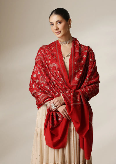 Dusala Scarlet Legacy Fine Wool Shawl