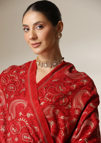 Dusala Scarlet Legacy Fine Wool Shawl