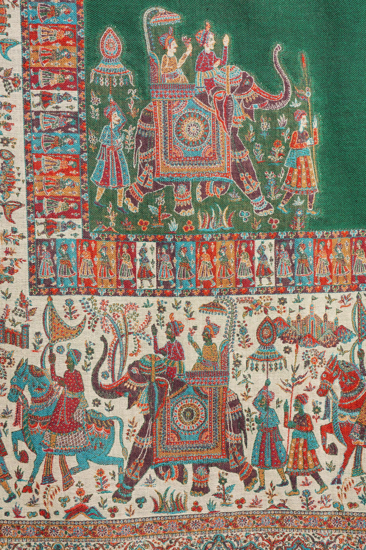 Pashmina Blend In Antique Jamawar Paisley Design