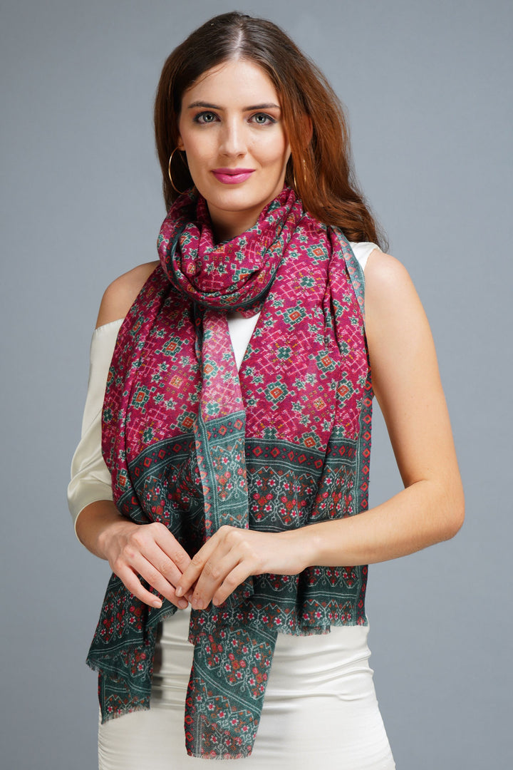 Cashmere Fine Wool In Kani Multicolor Design Stole
