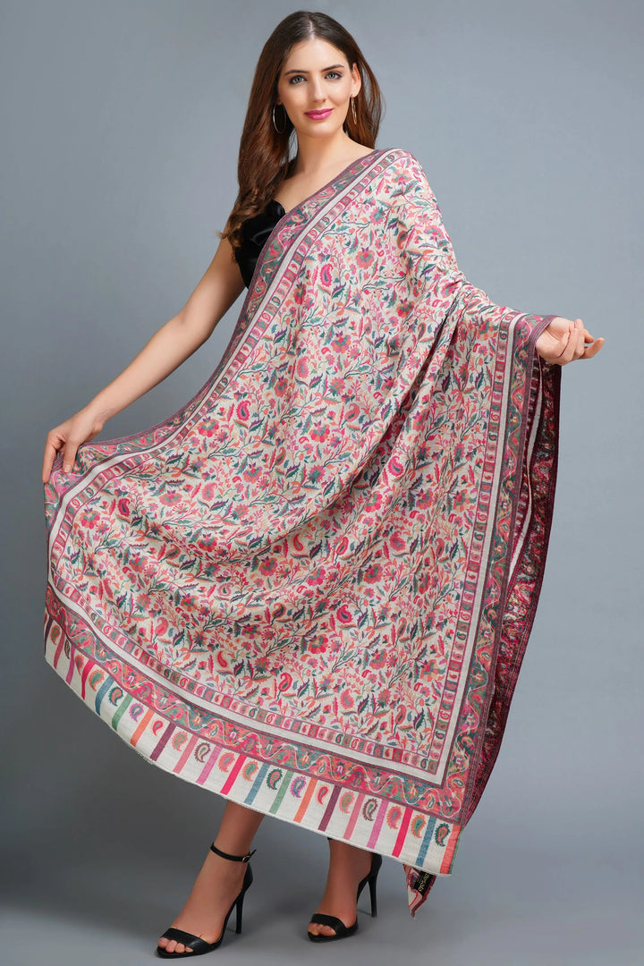Cashmere Multicolor Kani Weave Fine Wool Shawl
