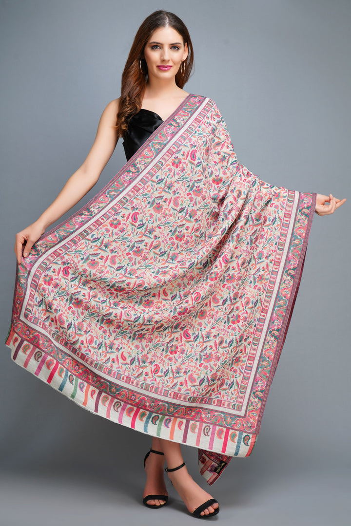 Cashmere Multicolor Kani Weave Fine Wool Shawl