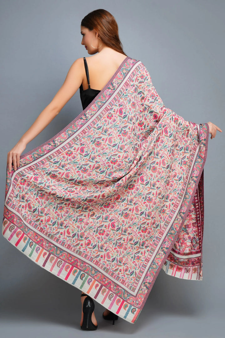 Cashmere Multicolor Kani Weave Fine Wool Shawl