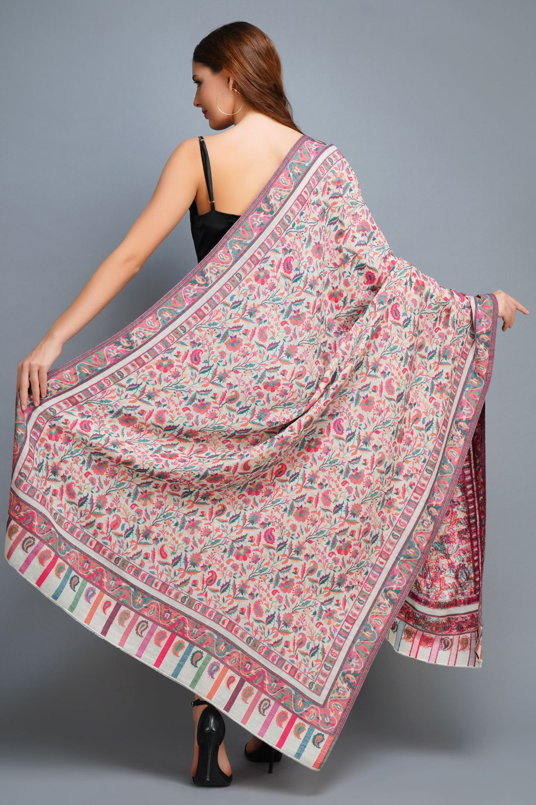 Cashmere Multicolor Kani Weave Fine Wool Shawl