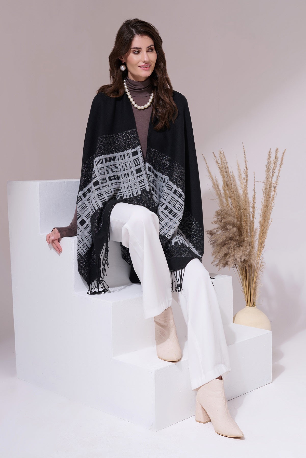 -  Pashan Black Heritage Cashmere Cape