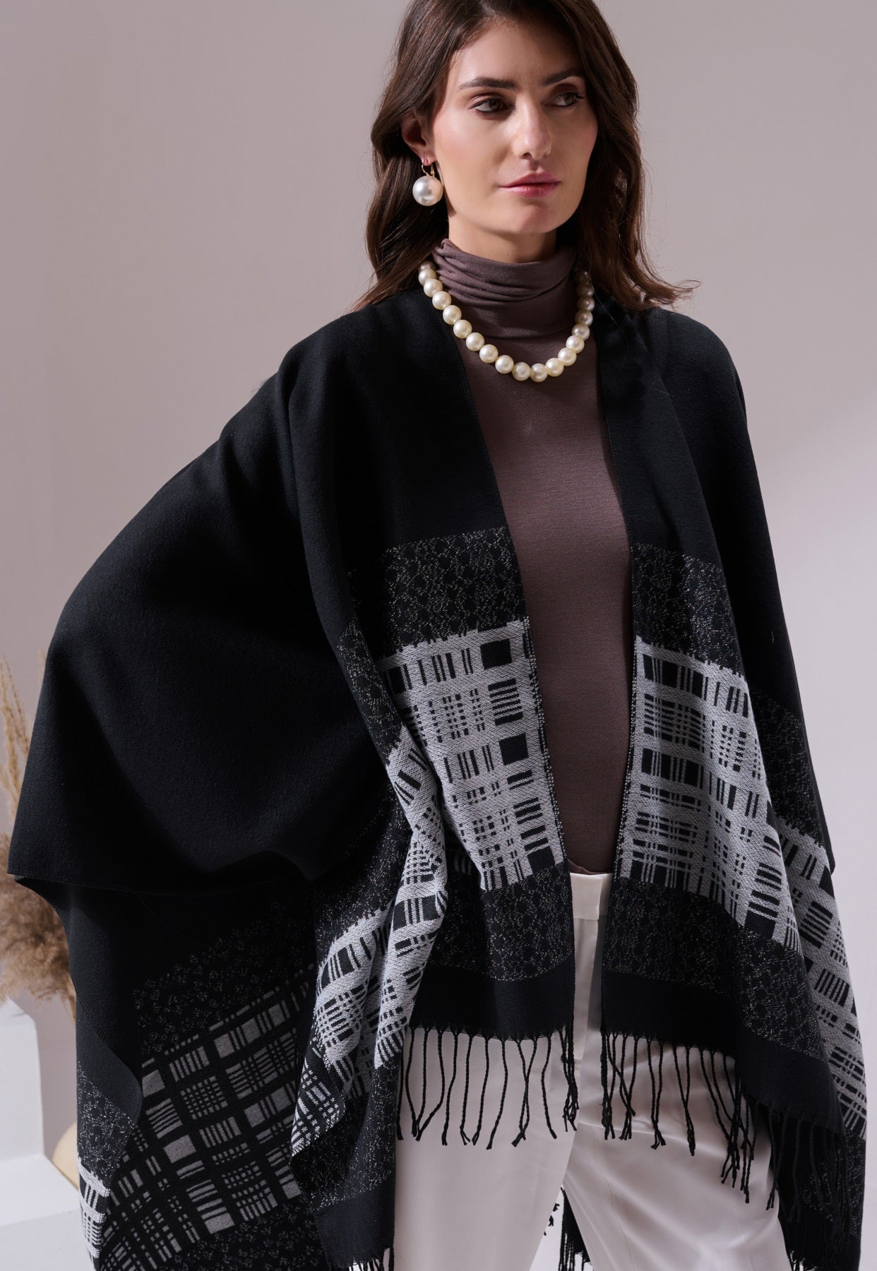 -  Pashan Black Heritage Cashmere Cape
