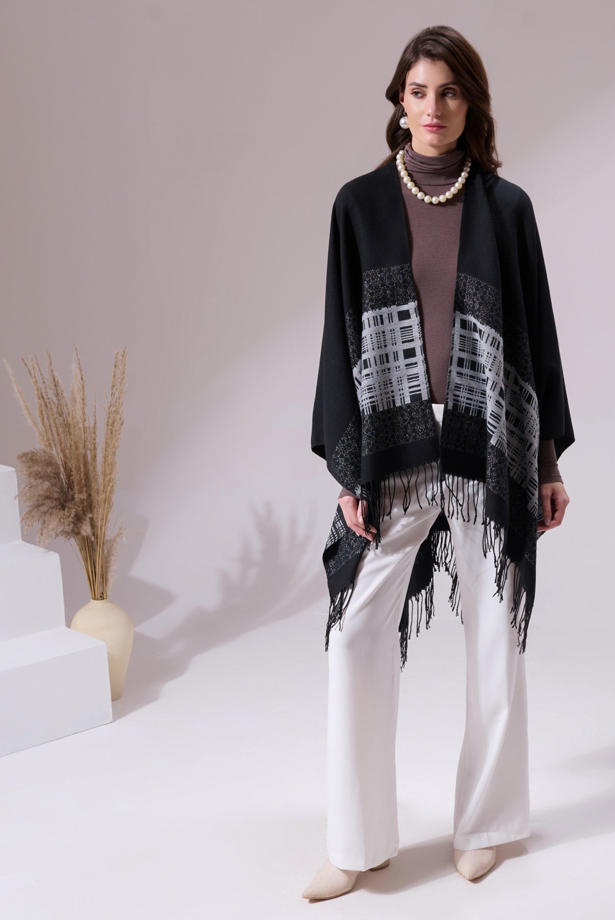 -  Pashan Black Heritage Cashmere Cape