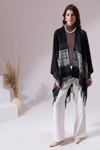 -  Pashan Black Heritage Cashmere Cape