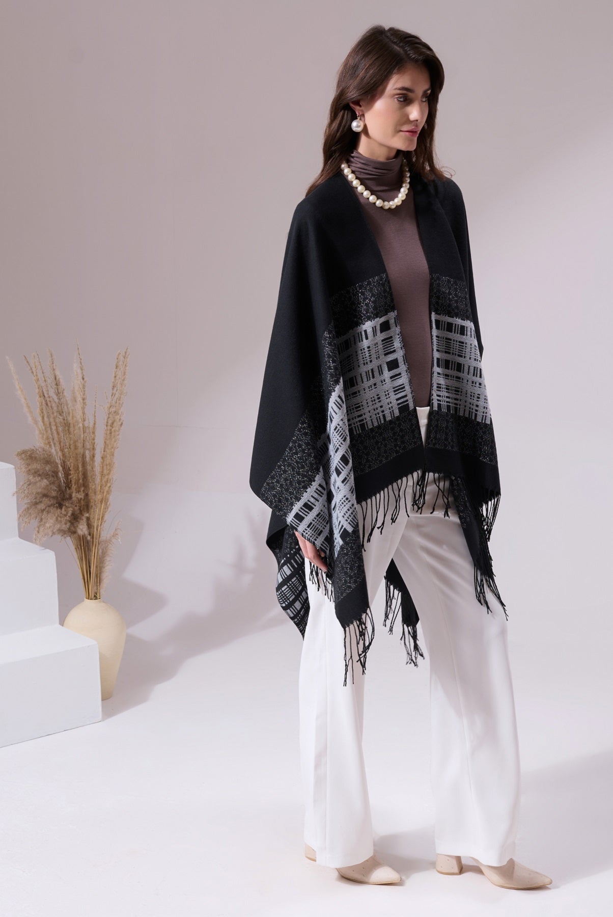 -  Pashan Black Heritage Cashmere Cape
